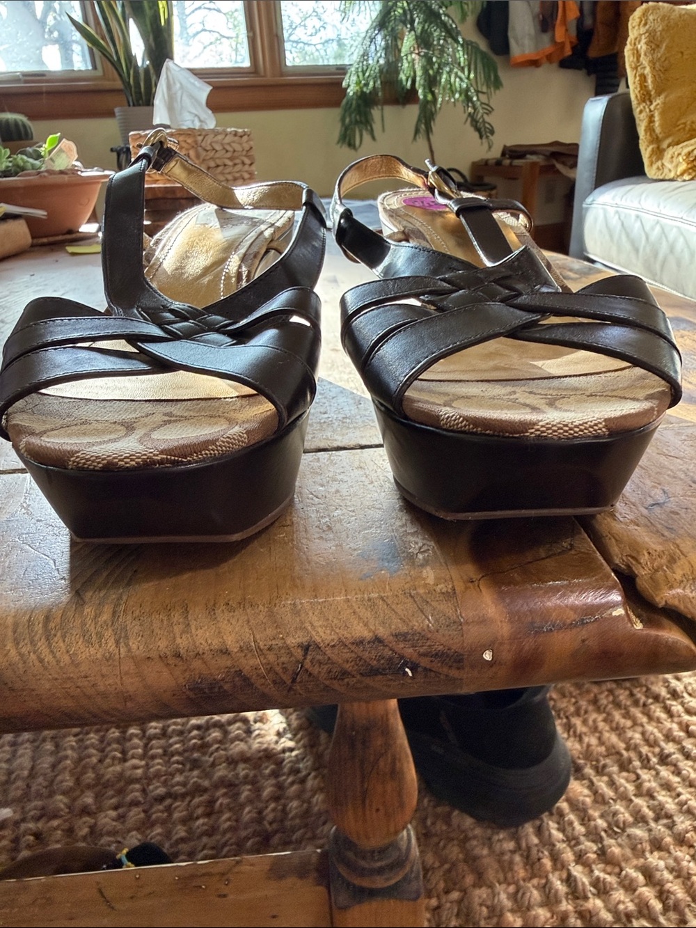 NWT Coach Mollie Platform Wedge Sandals Brown Signature 8.5 - Picture 5 of 8